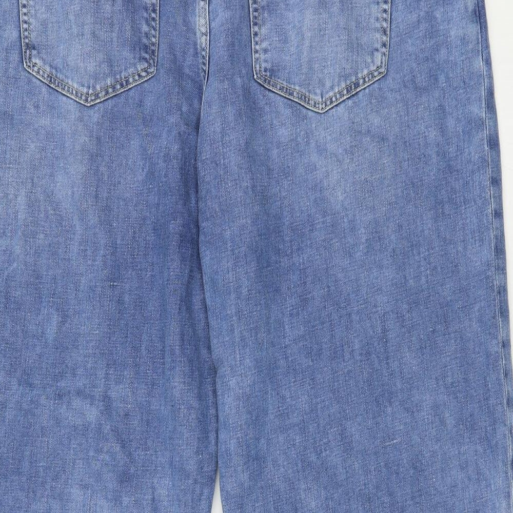 Marks and Spencer Womens Blue Cotton Cropped Jeans Size 20 L27 in Regular Button