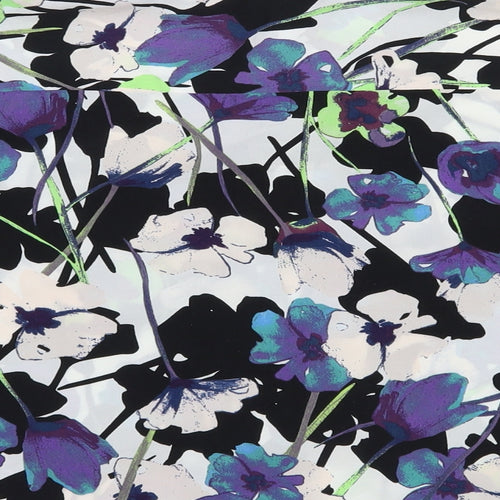 Topshop Womens White Floral Polyester Basic Blouse Size 8 Collared