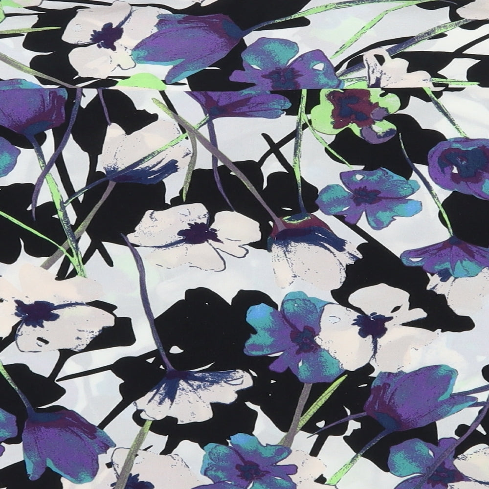 Topshop Womens White Floral Polyester Basic Blouse Size 8 Collared