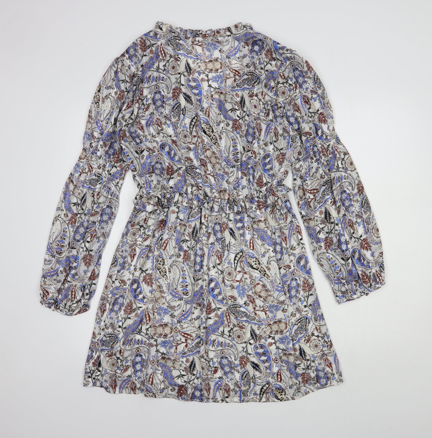 Zara Womens Multicoloured Floral Polyester Fit & Flare Size 10 V-Neck