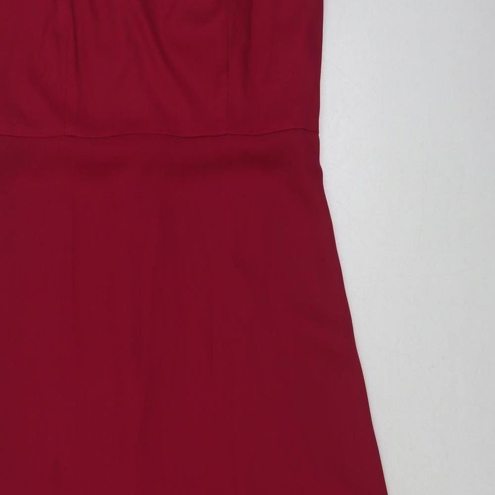Principles Womens Red Polyester A-Line Size 12 Round Neck Button
