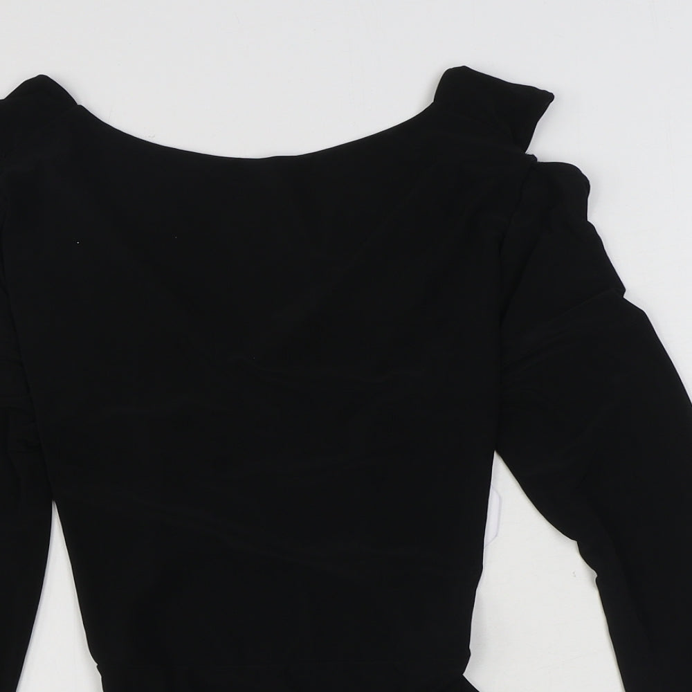 OUTRAGEOUS FORTUNE Womens Black Polyester Bodysuit One-Piece Size 10 Snap