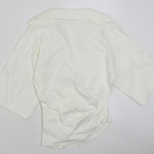 Zara Womens White Viscose Basic Blouse Size S Collared