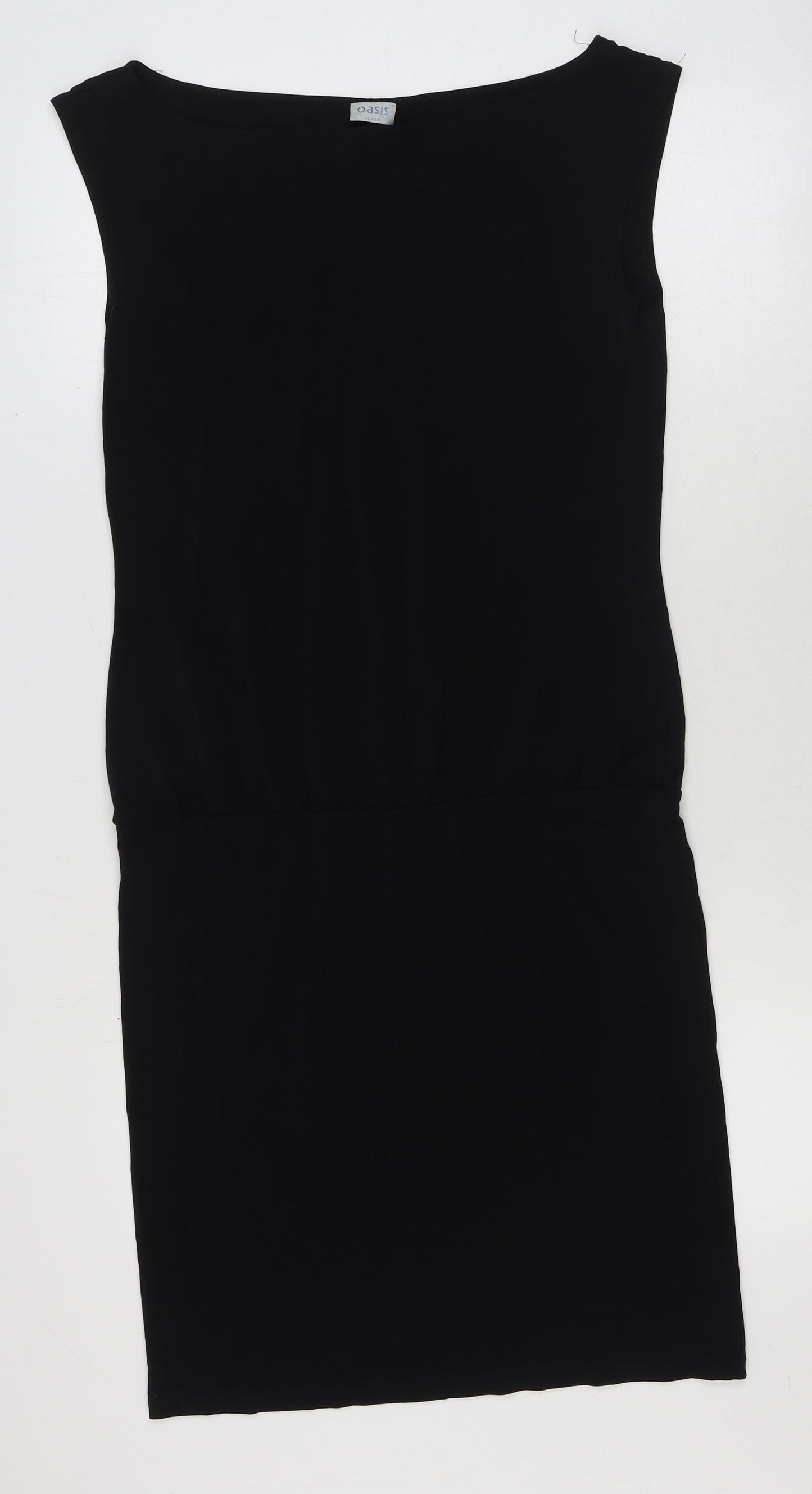 Oasis Womens Black Polyester Sheath Size 12 Boat Neck Pullover