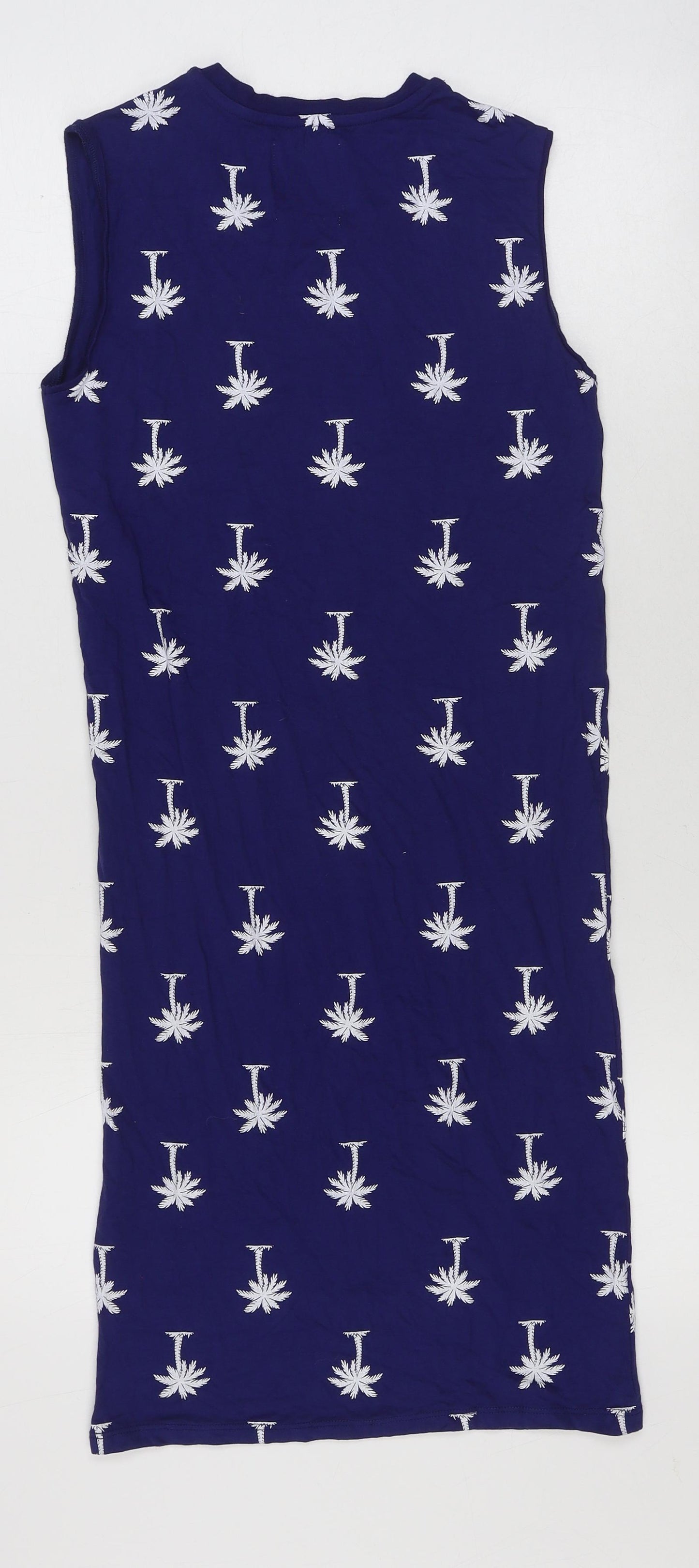 Zoe Karssen Womens Blue Geometric Viscose Tank Dress Size S Scoop Neck Pullover - Palm Tree Print