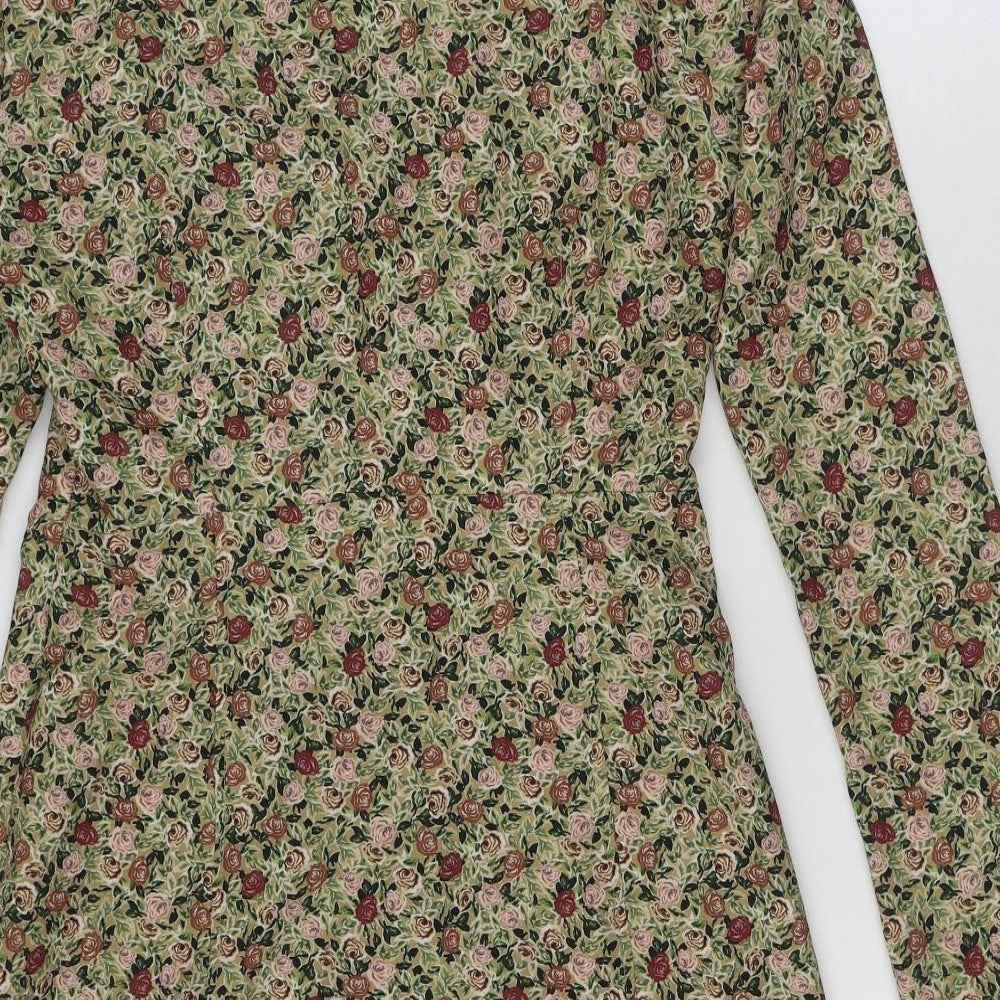 Zara Womens Multicoloured Floral Polyester A-Line Size M Sweetheart Zip