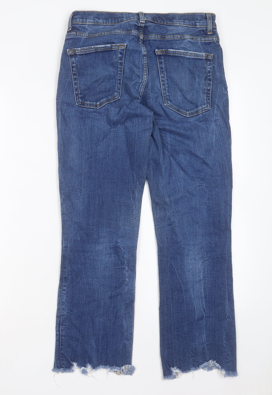 Zara Womens Blue Cotton Straight Jeans Size 10 L25 in Regular Button