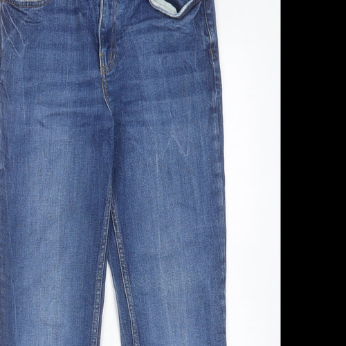 Zara Womens Blue Cotton Straight Jeans Size 10 L25 in Regular Button