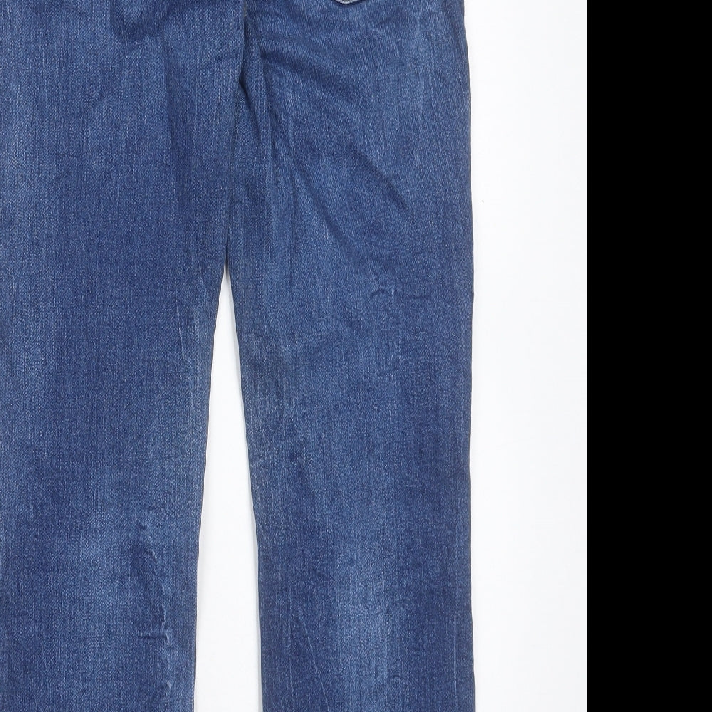 Zara Womens Blue Cotton Straight Jeans Size 10 L25 in Regular Button