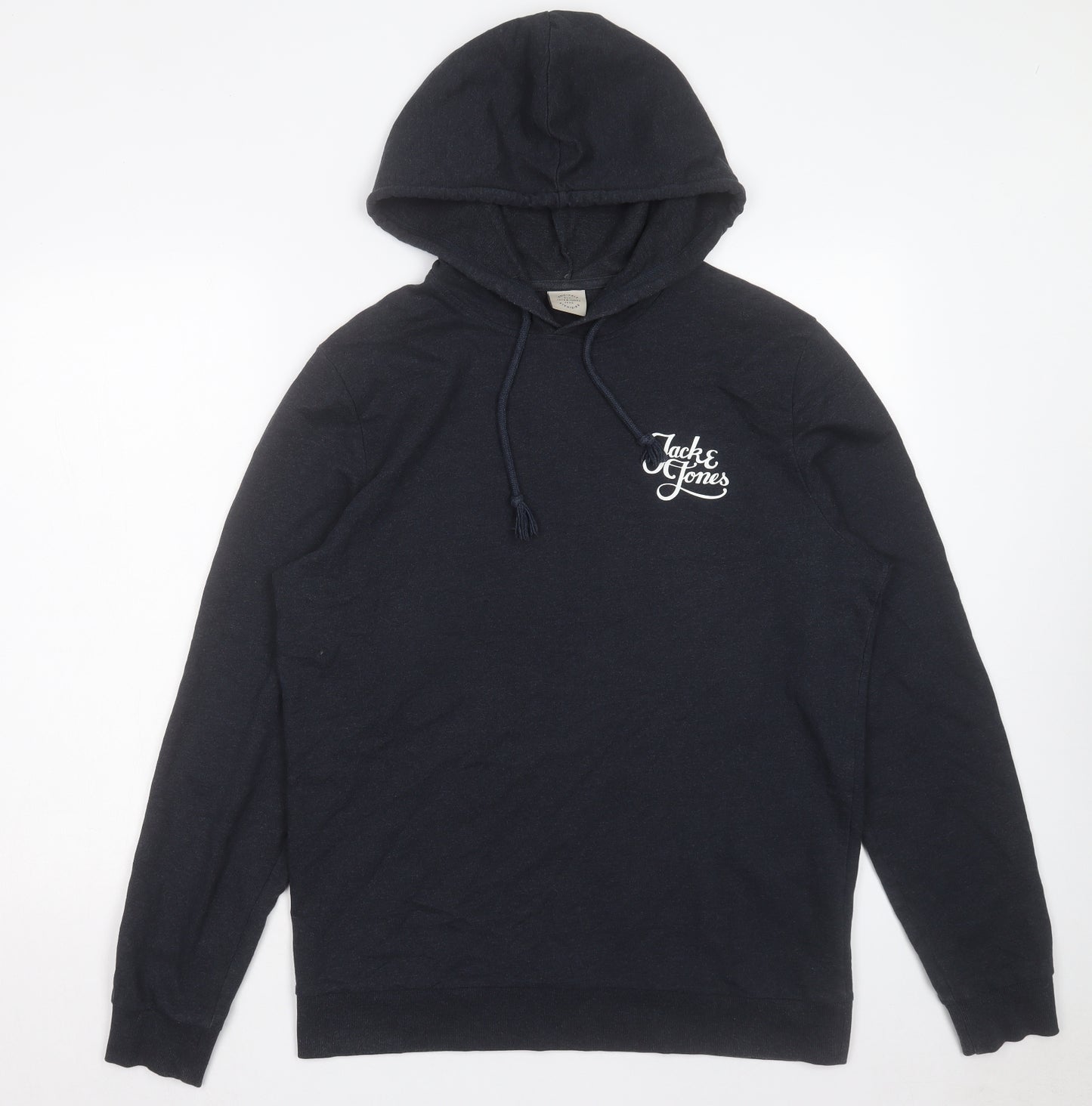 JACK & JONES Mens Grey Cotton Pullover Hoodie Size L