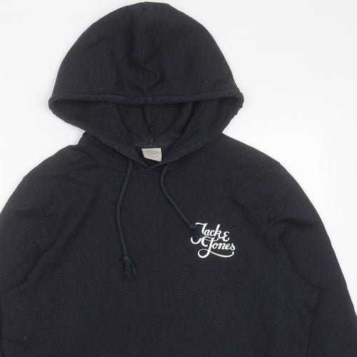 JACK & JONES Mens Grey Cotton Pullover Hoodie Size L