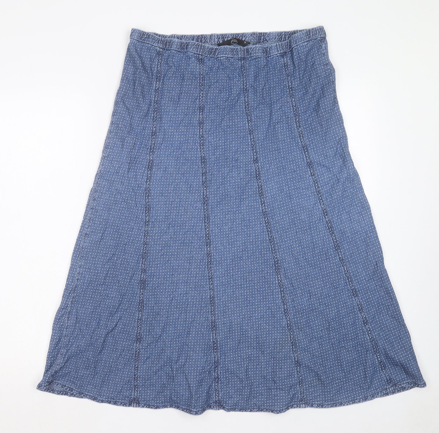 Bonmarche Womens Blue Cotton A-Line Skirt Size 14