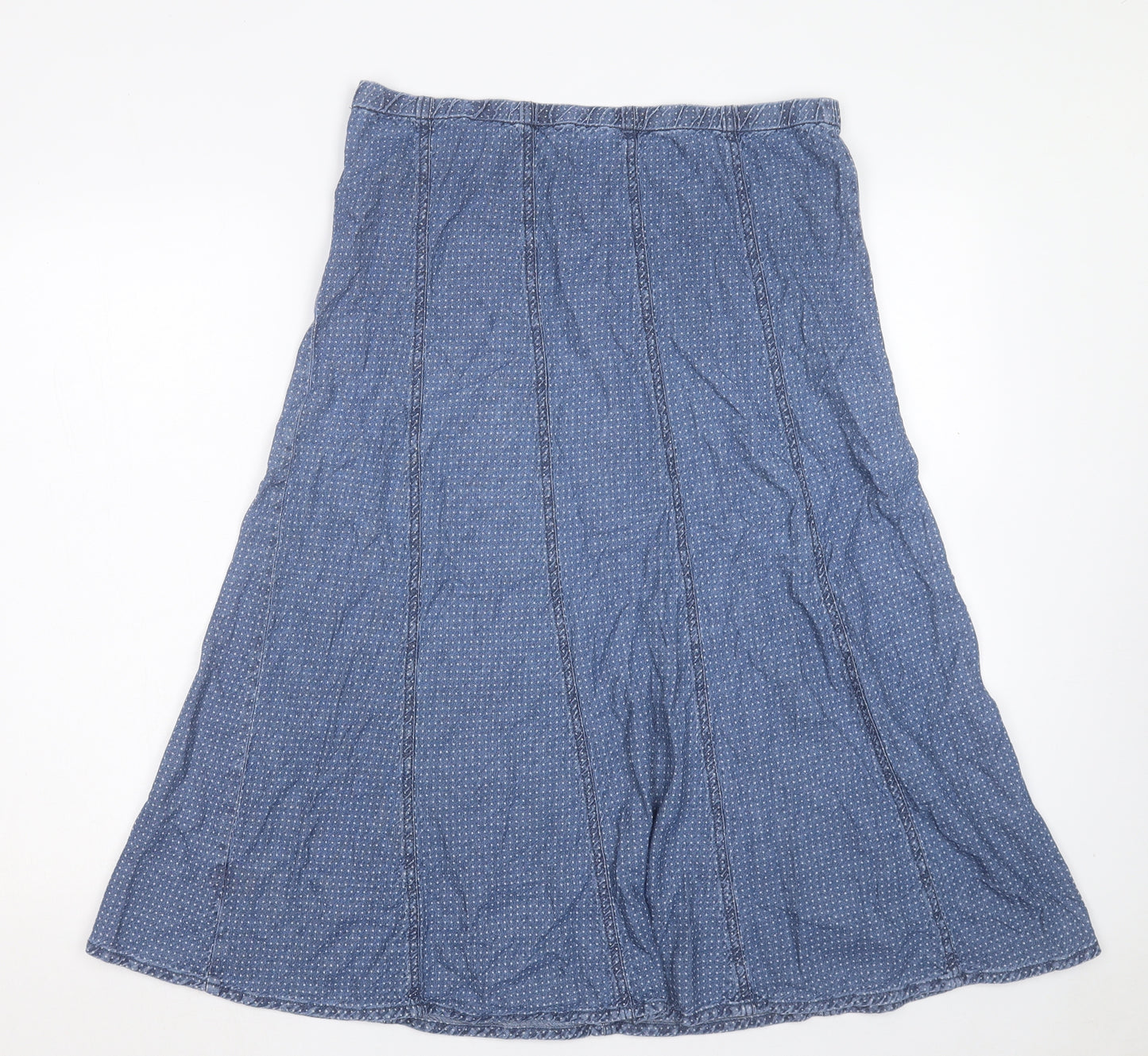 Bonmarche Womens Blue Cotton A-Line Skirt Size 14