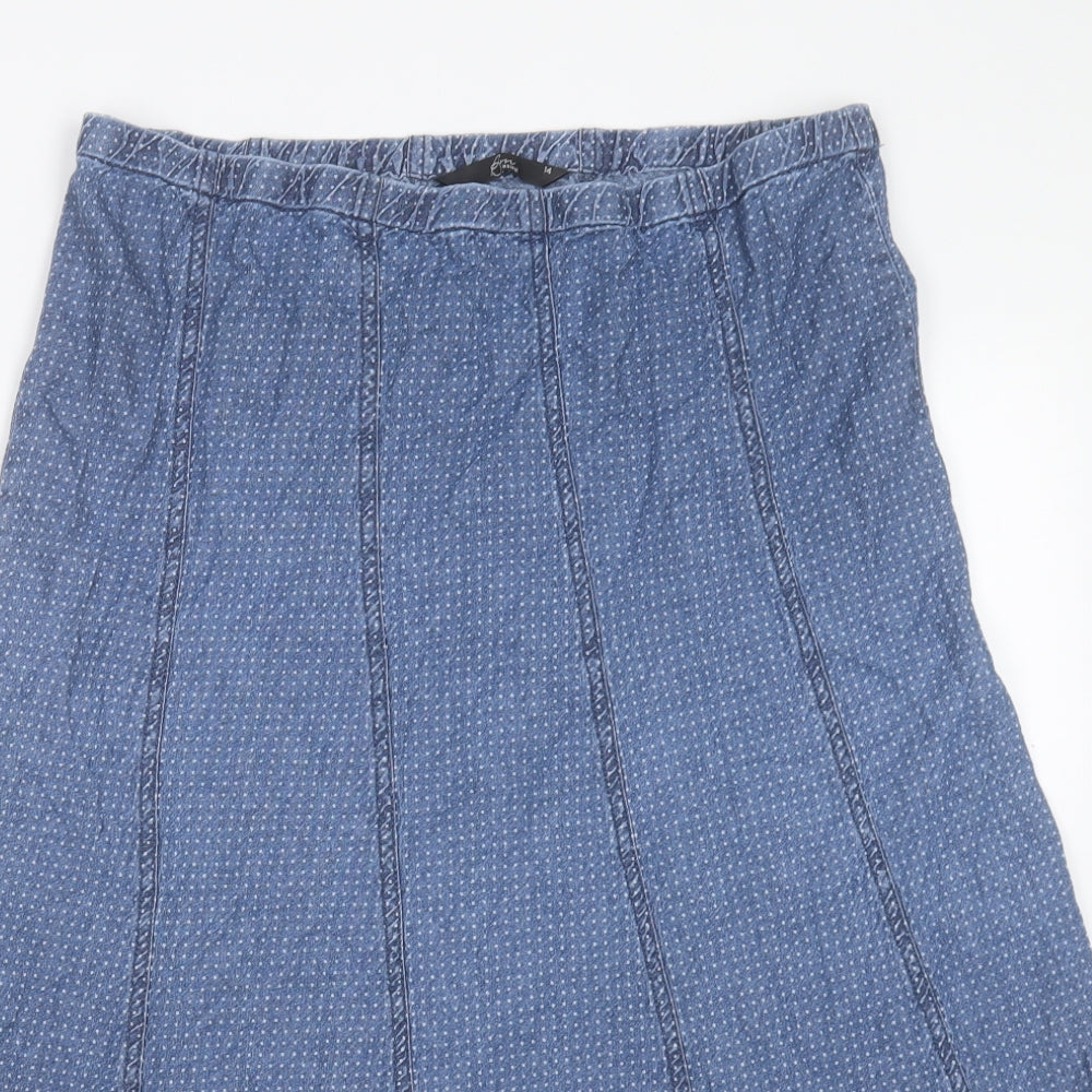Bonmarche Womens Blue Cotton A-Line Skirt Size 14