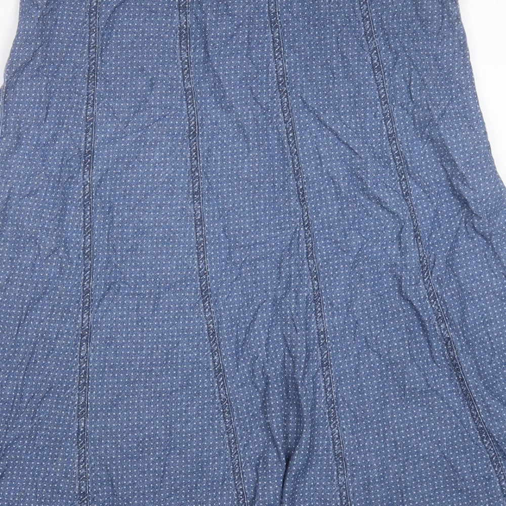 Bonmarche Womens Blue Cotton A-Line Skirt Size 14