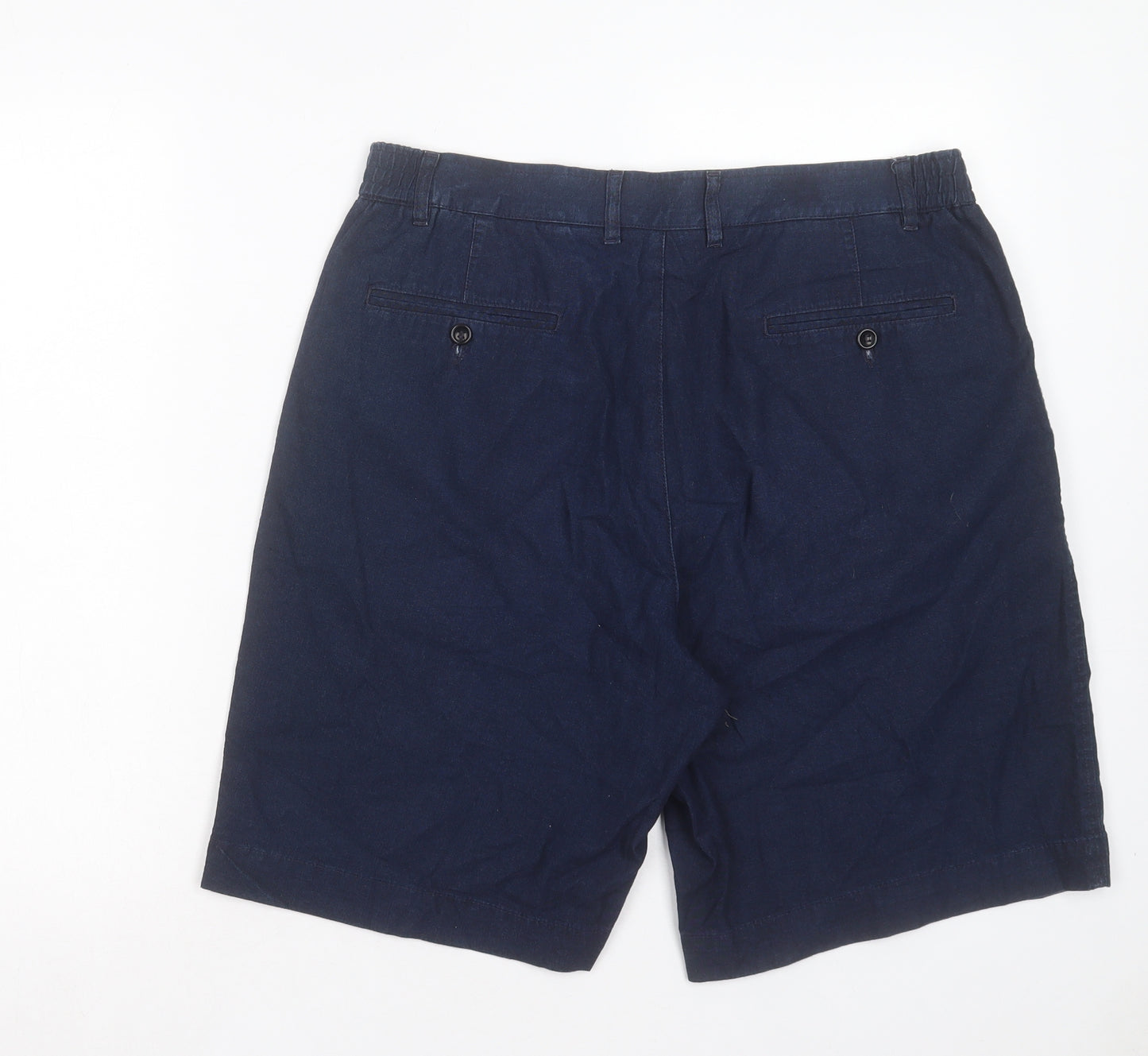 New Man Mens Blue Linen Chino Shorts Size 36 in L10 in Regular Button