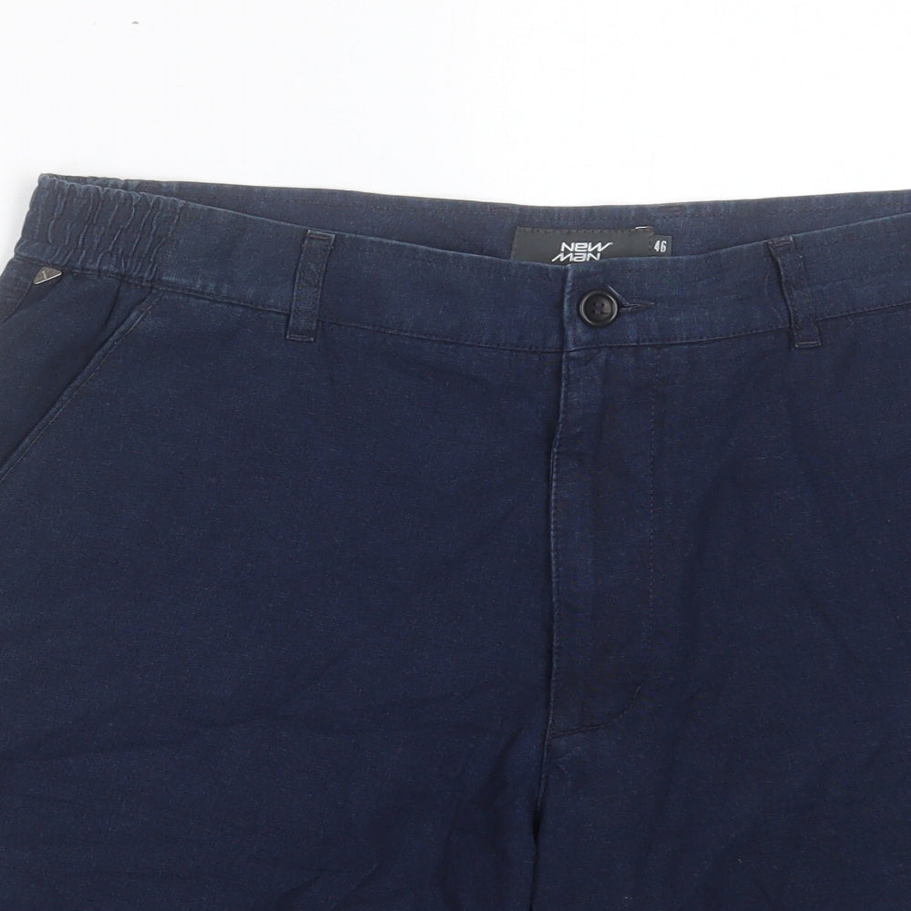 New Man Mens Blue Linen Chino Shorts Size 36 in L10 in Regular Button