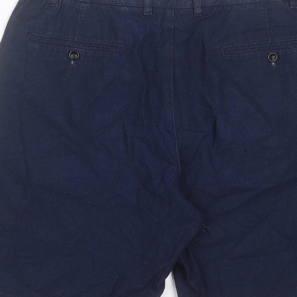New Man Mens Blue Linen Chino Shorts Size 36 in L10 in Regular Button