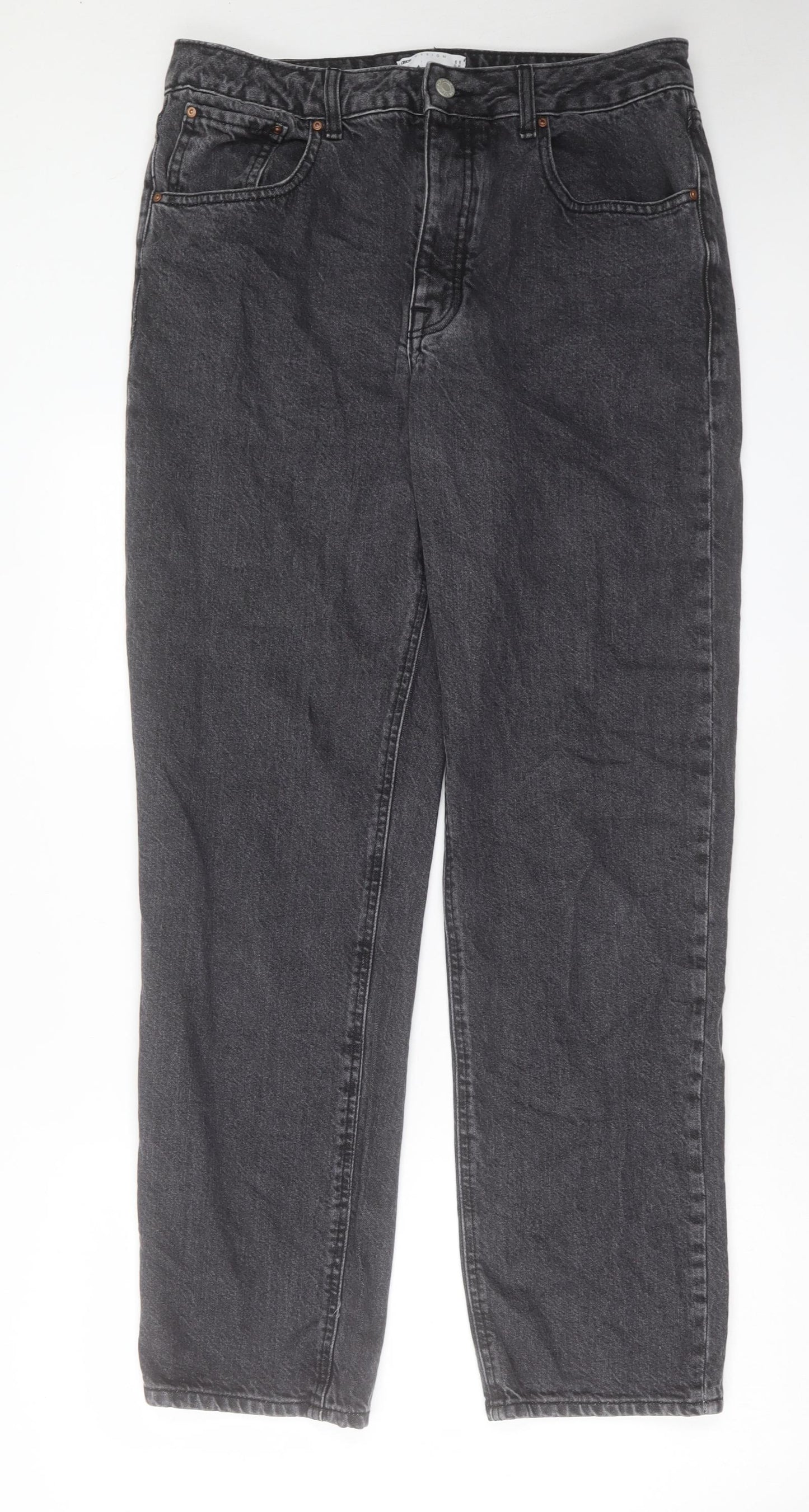 ASOS Mens Grey Cotton Straight Jeans Size 33 in L32 in Regular Button
