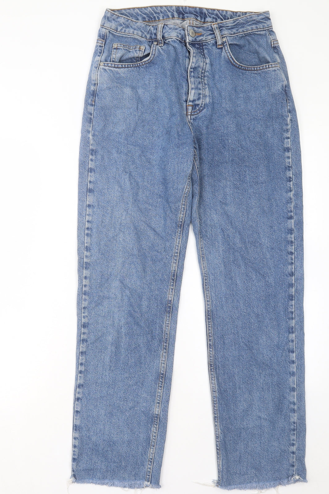 ASOS Womens Blue Cotton Straight Jeans Size 32 in L34 in Regular Button