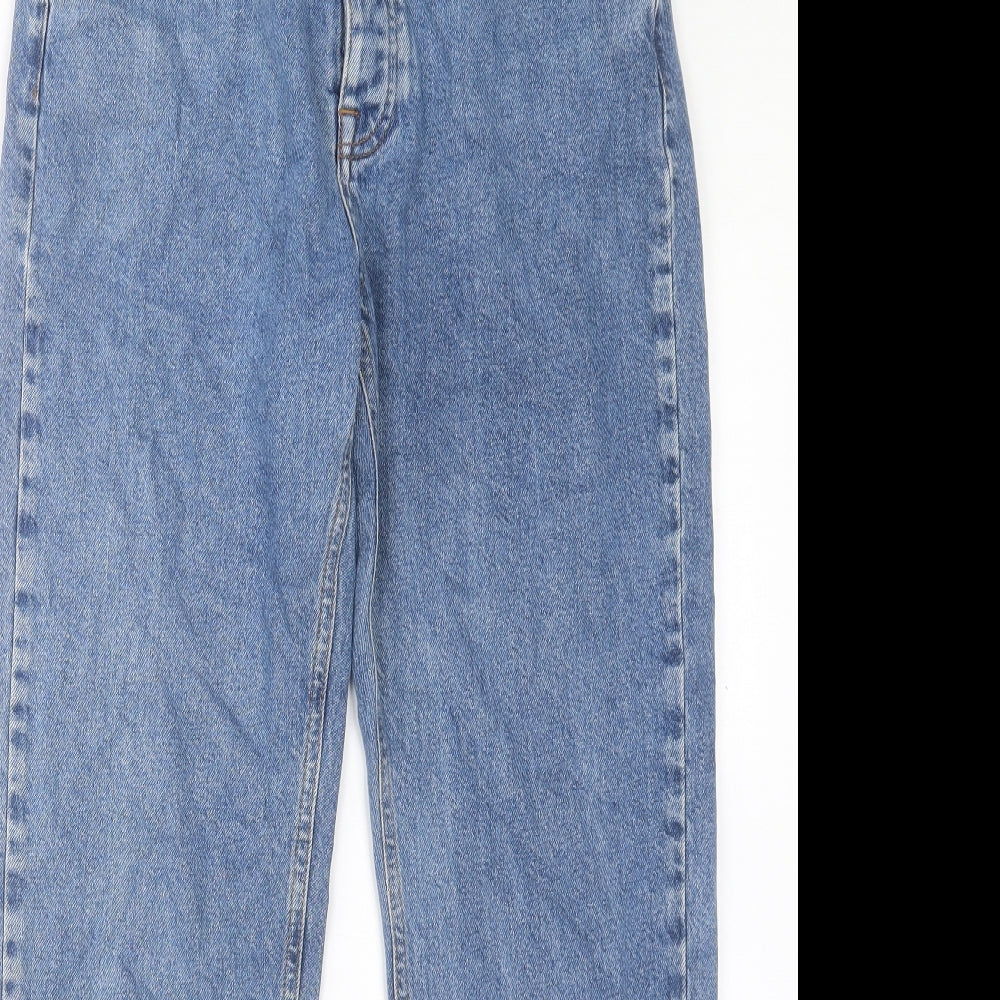 ASOS Womens Blue Cotton Straight Jeans Size 32 in L34 in Regular Button