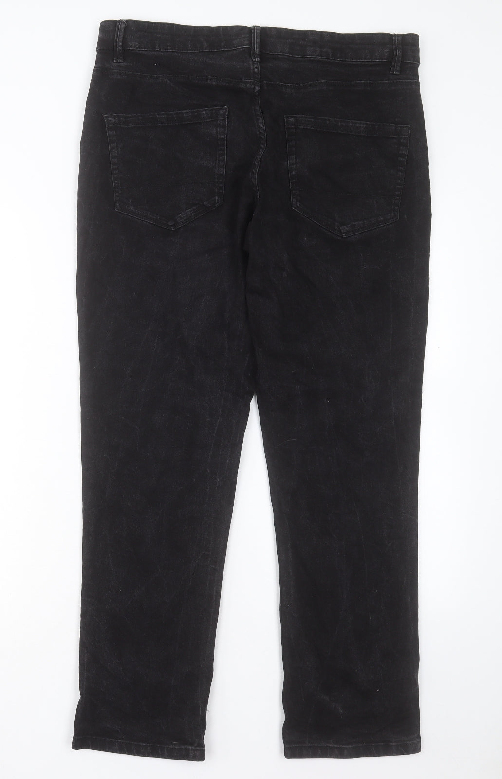 George Mens Black Cotton Tapered Jeans Size 34 in L30 in Regular Button