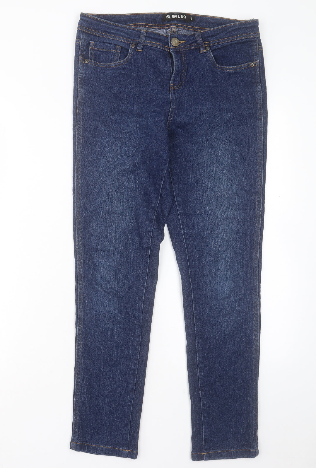Peacocks Womens Blue Cotton Skinny Jeans Size 10 L28 in Regular Button