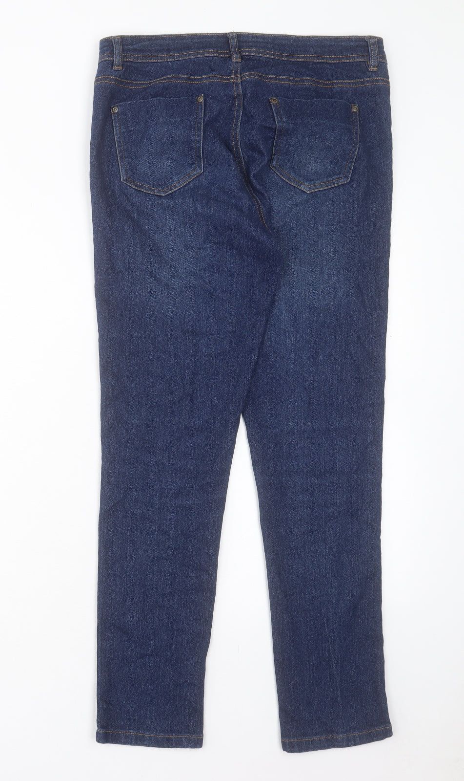 Peacocks Womens Blue Cotton Skinny Jeans Size 10 L28 in Regular Button
