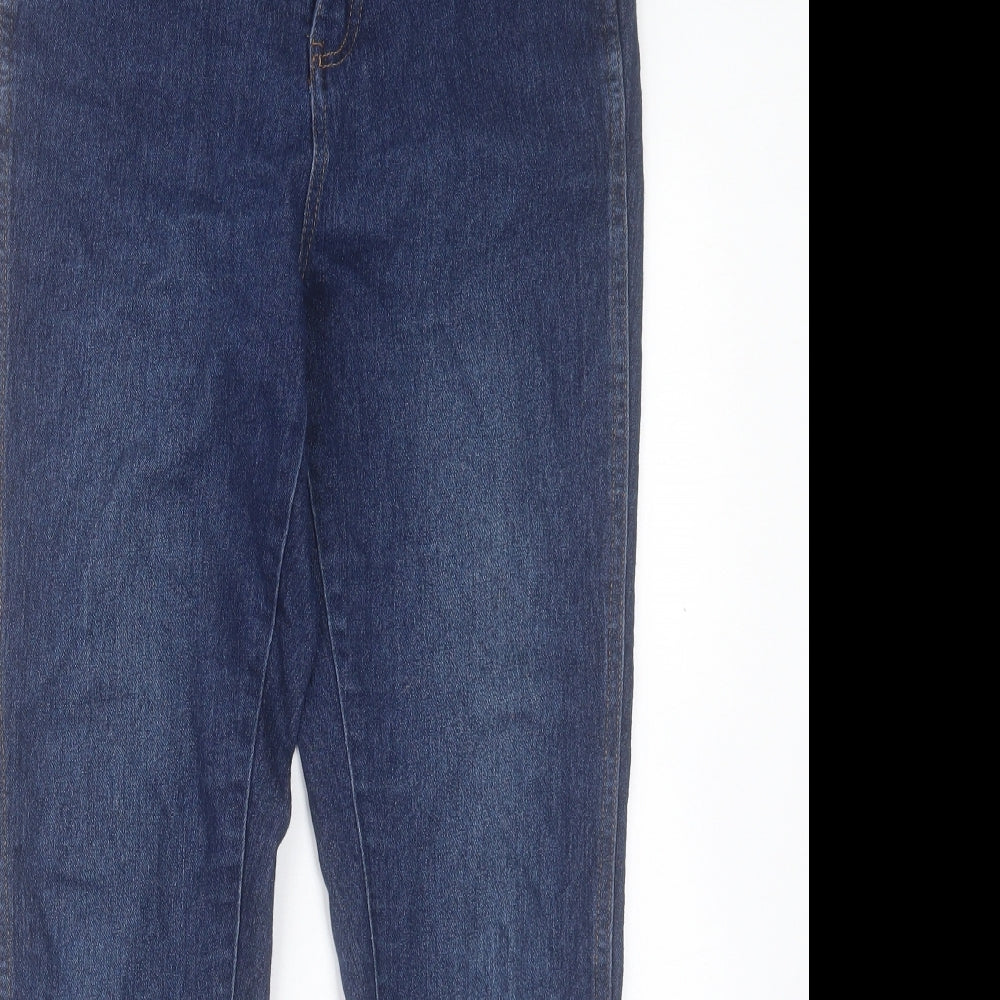 Peacocks Womens Blue Cotton Skinny Jeans Size 10 L28 in Regular Button