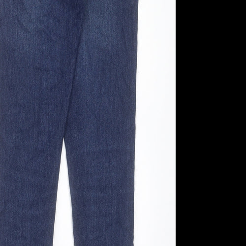 Peacocks Womens Blue Cotton Skinny Jeans Size 10 L28 in Regular Button