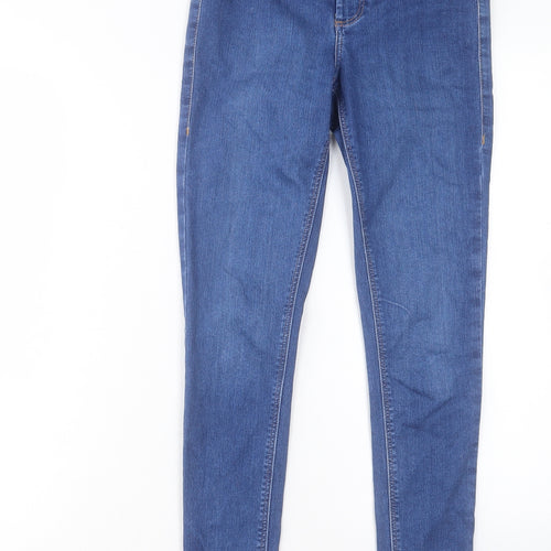 Topshop Womens Blue Cotton Skinny Jeans Size 28 in L28.5 in Regular Button - To Fit 32