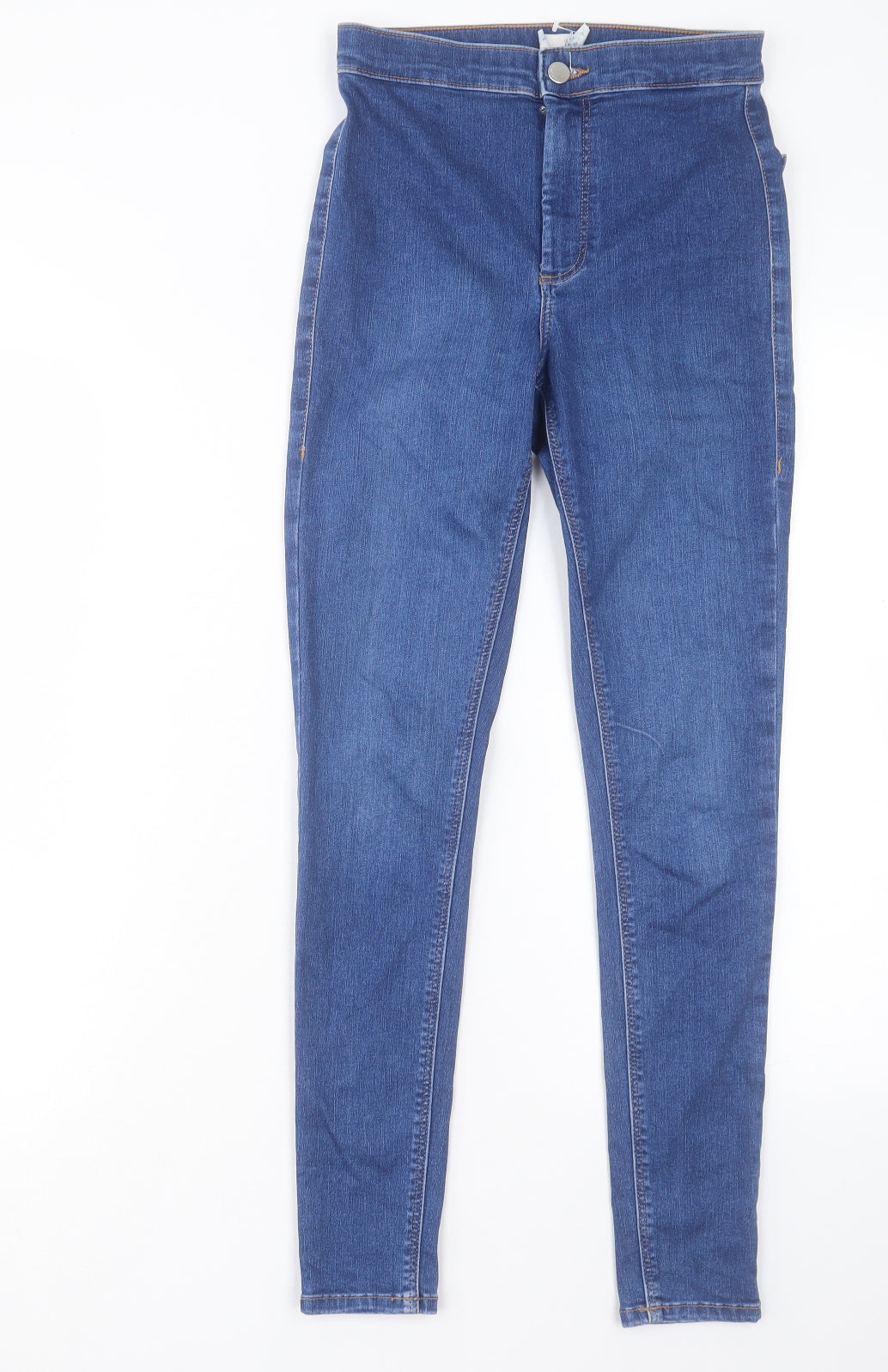 Topshop Womens Blue Cotton Skinny Jeans Size 28 in L28.5 in Regular Button - To Fit 32