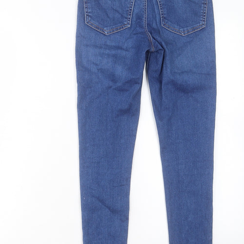 Topshop Womens Blue Cotton Skinny Jeans Size 28 in L28.5 in Regular Button - To Fit 32
