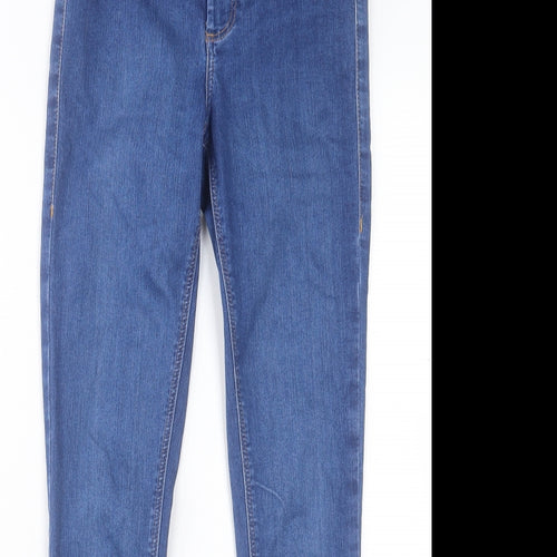 Topshop Womens Blue Cotton Skinny Jeans Size 28 in L28.5 in Regular Button - To Fit 32
