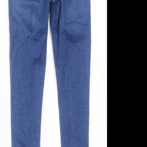 Topshop Womens Blue Cotton Skinny Jeans Size 28 in L28.5 in Regular Button - To Fit 32