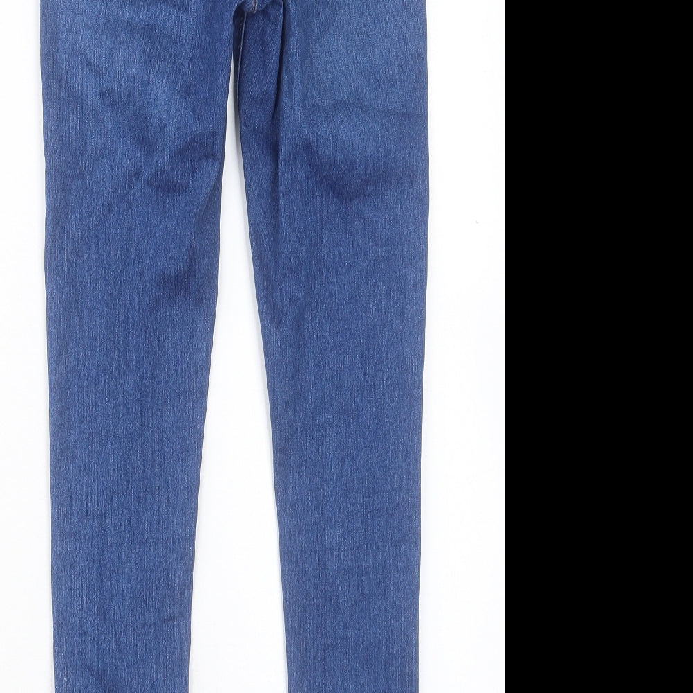 Topshop Womens Blue Cotton Skinny Jeans Size 28 in L28.5 in Regular Button - To Fit 32