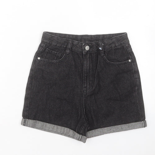 George Girls Black Cotton Mom Shorts Size 10-11 Years Regular Buckle