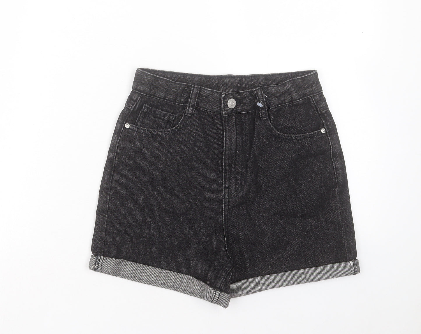 George Girls Black Cotton Mom Shorts Size 10-11 Years Regular Buckle