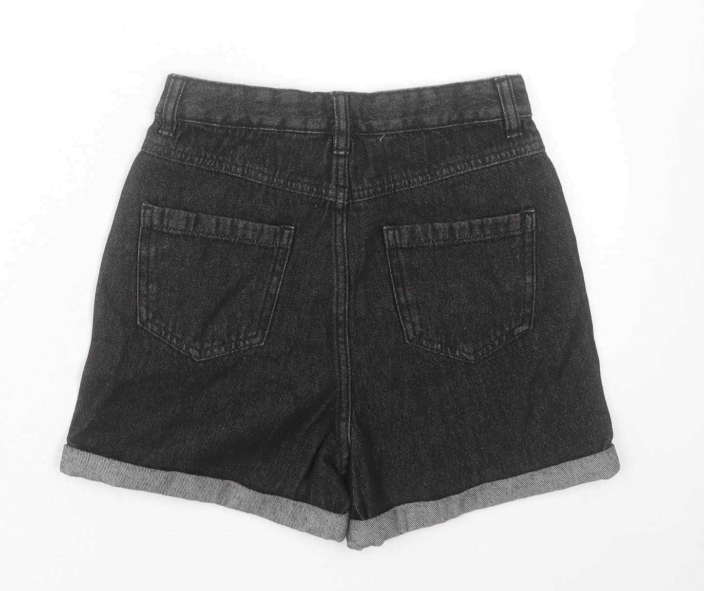 George Girls Black Cotton Mom Shorts Size 10-11 Years Regular Buckle