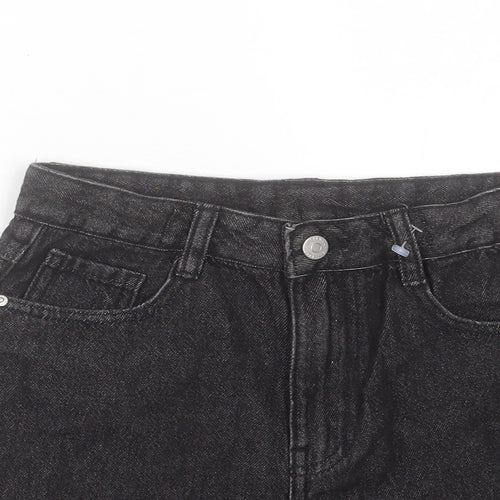 George Girls Black Cotton Mom Shorts Size 10-11 Years Regular Buckle