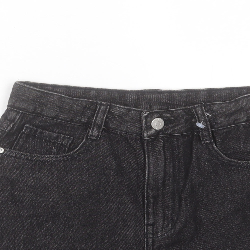 George Girls Black Cotton Mom Shorts Size 10-11 Years Regular Buckle