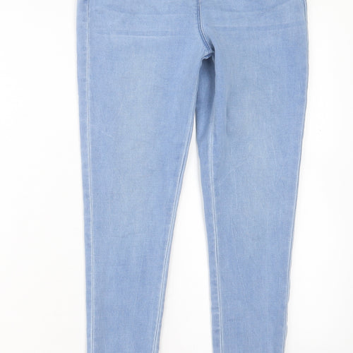 Matalan Girls Blue Cotton Skinny Jeans Size 13 Years Regular Button