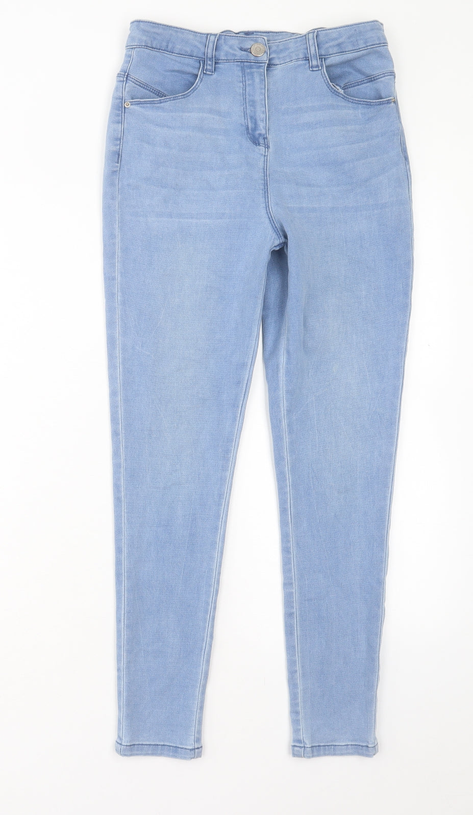 Matalan Girls Blue Cotton Skinny Jeans Size 13 Years Regular Button
