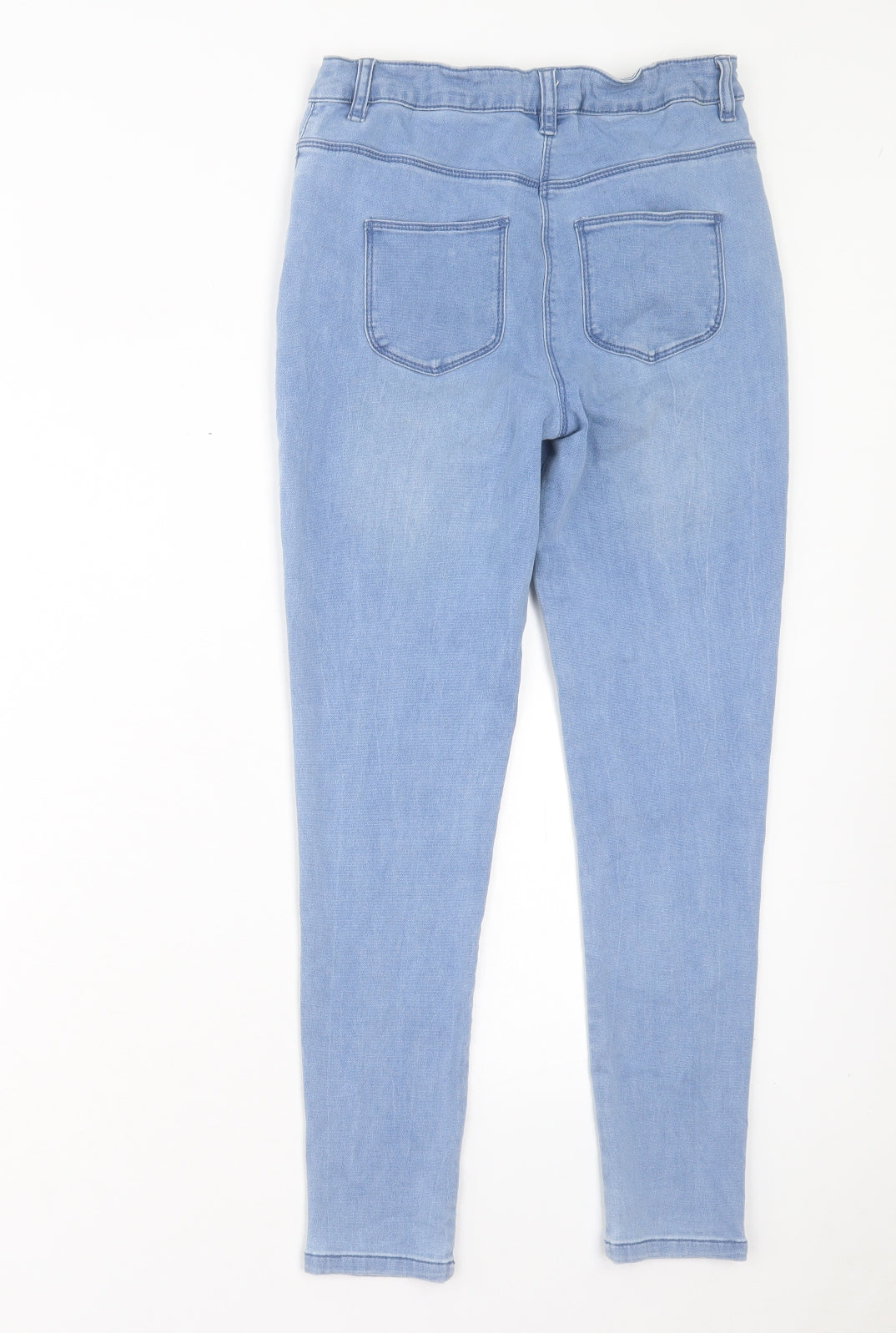 Matalan Girls Blue Cotton Skinny Jeans Size 13 Years Regular Button
