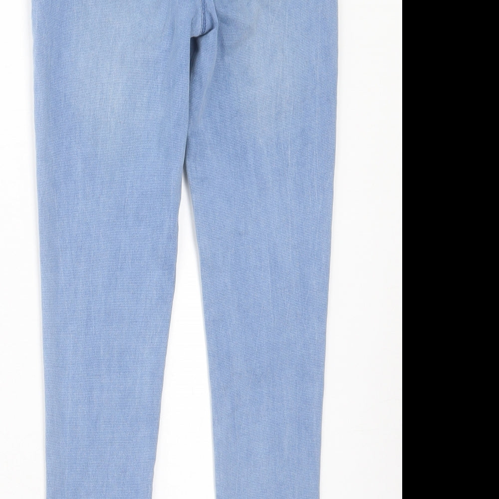 Matalan Girls Blue Cotton Skinny Jeans Size 13 Years Regular Button