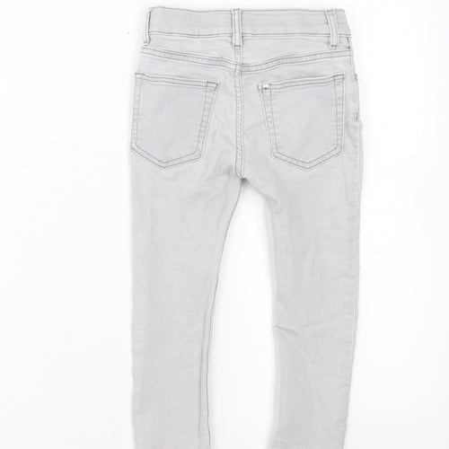 H&M Girls Grey Cotton Straight Jeans Size 3-4 Years Regular Button