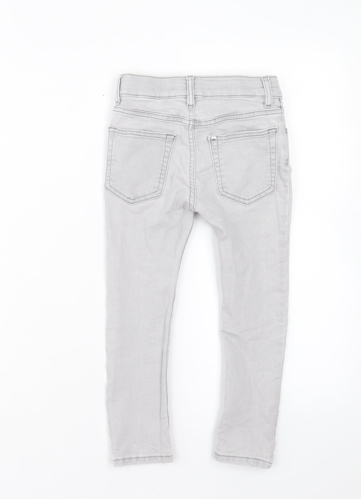 H&M Girls Grey Cotton Straight Jeans Size 3-4 Years Regular Button