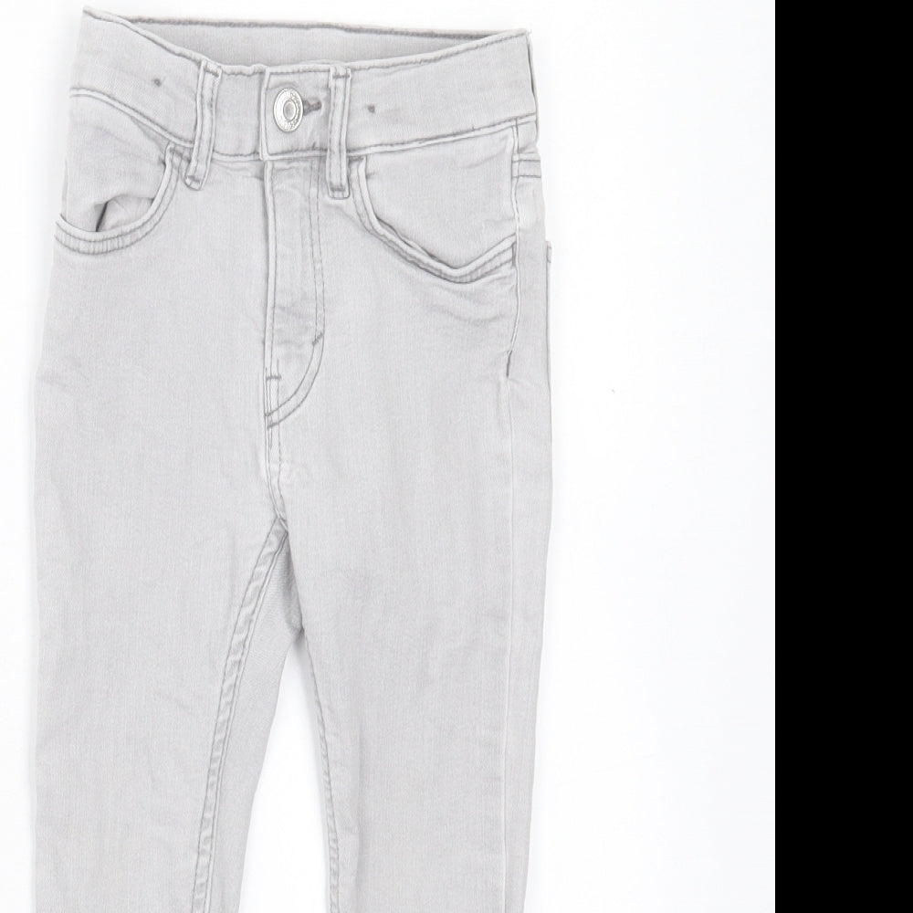 H&M Girls Grey Cotton Straight Jeans Size 3-4 Years Regular Button