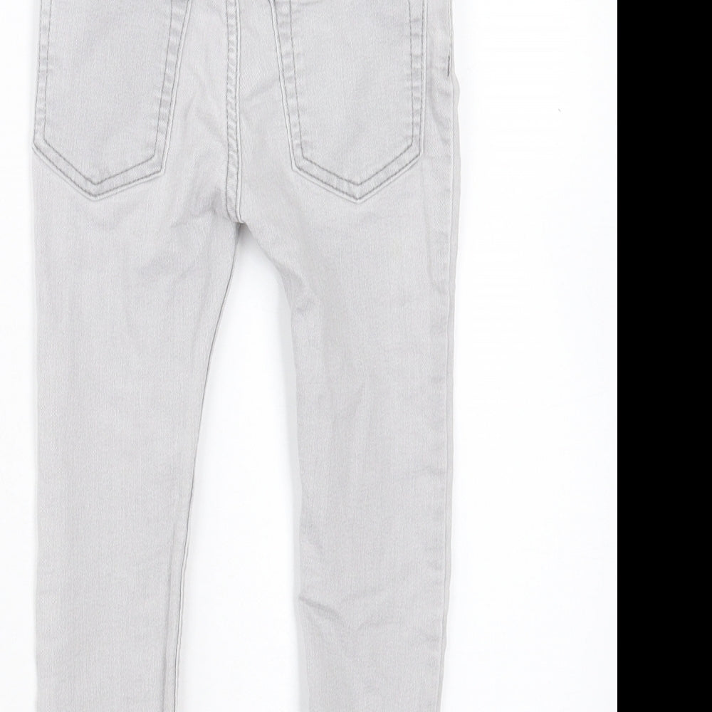 H&M Girls Grey Cotton Straight Jeans Size 3-4 Years Regular Button
