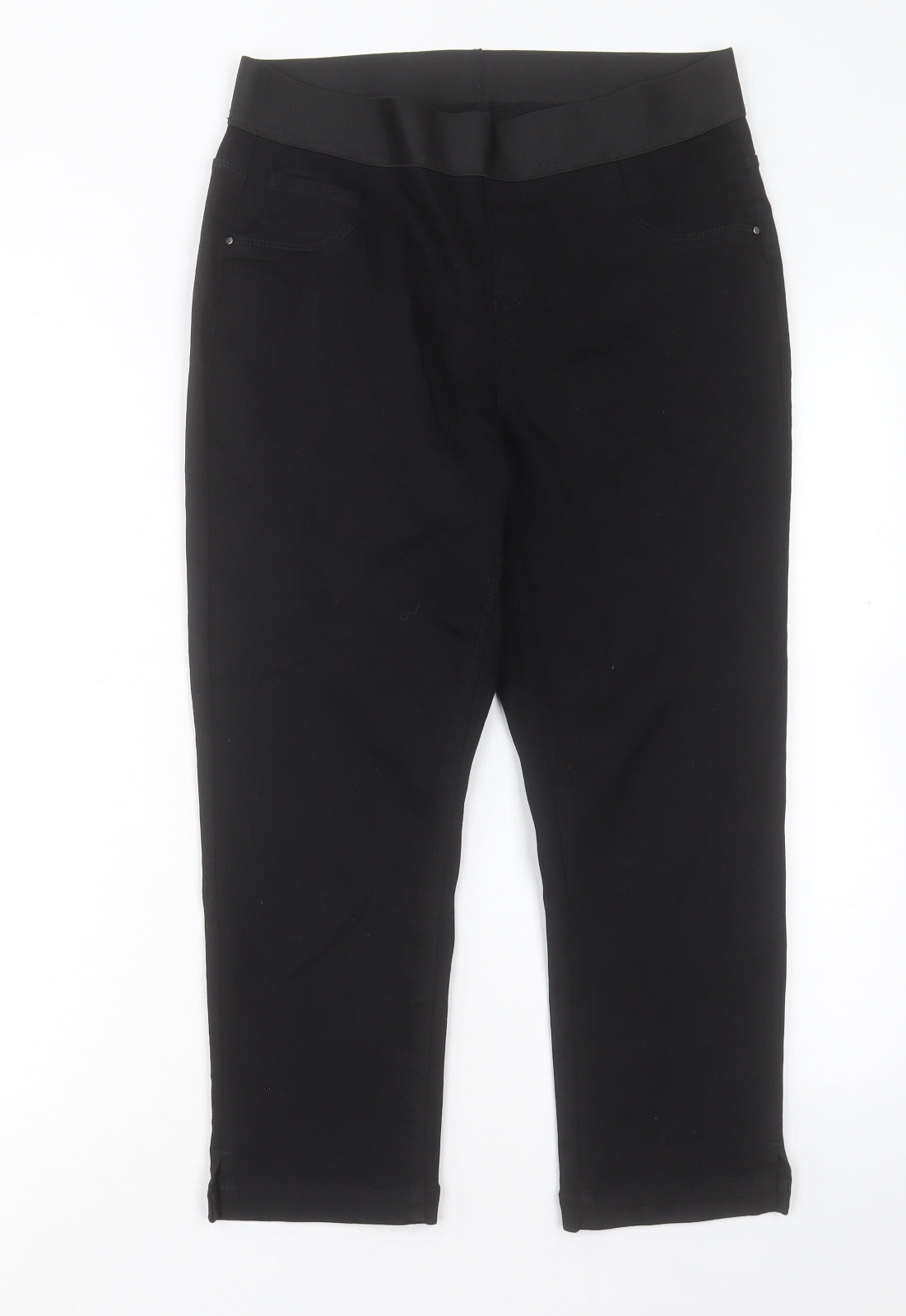 George Womens Black Cotton Cropped Jeans Size 14 Regular